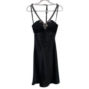 Morgan & Co. Formal Dress Black Rhinestone Neck Size 5/6 Lined Ruched Top